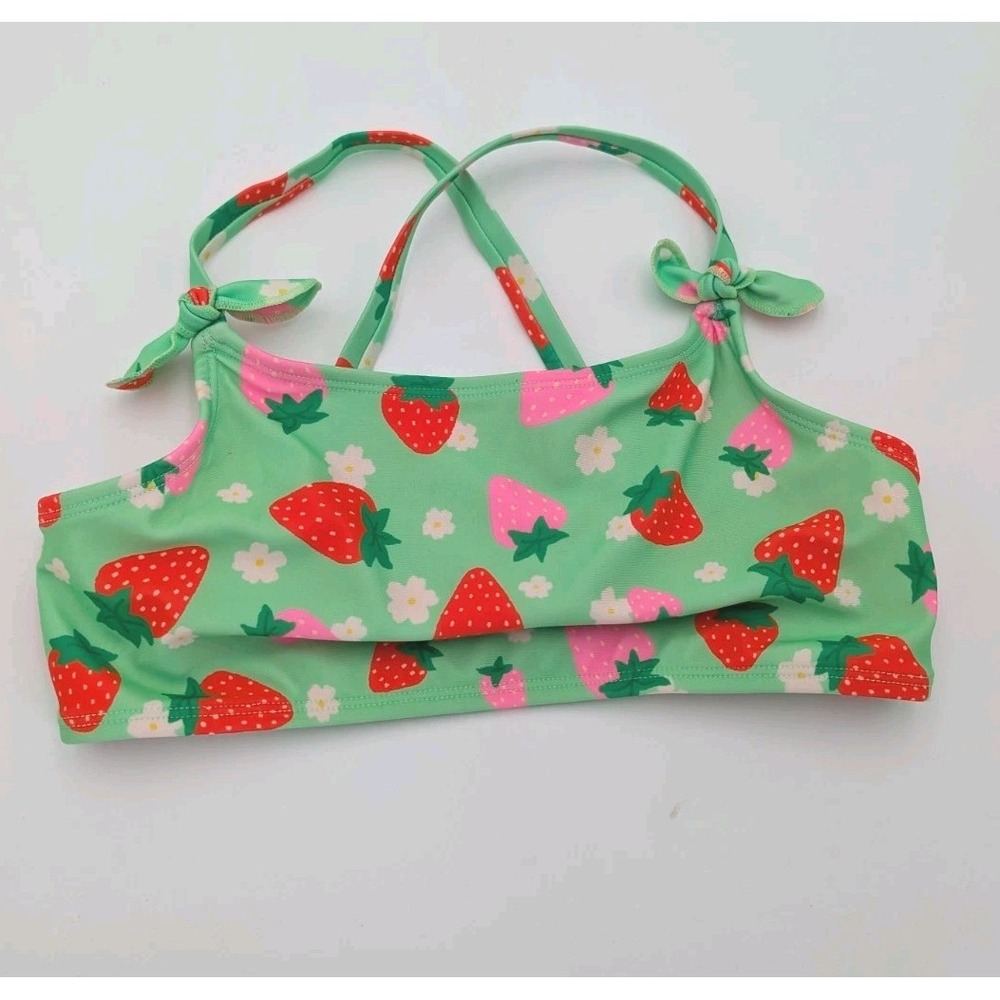Cat & Jack Girls Size L 10/12 Bikini Swim Top Strawberries